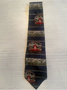 Excellent condition novelty funny  Tabasco navy Tie. 100% silk
